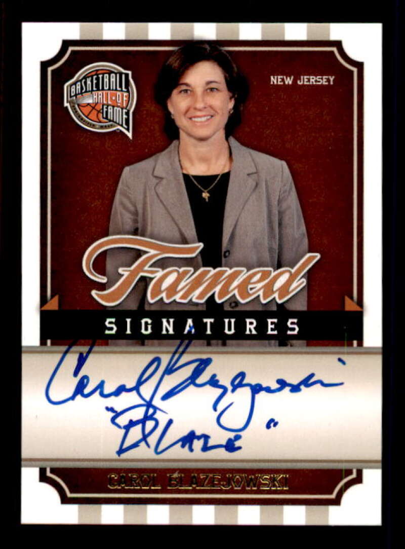 Carol Blazejowski Card 2009-10 Hall of Fame Famed Signatures #6 /899 Image 1