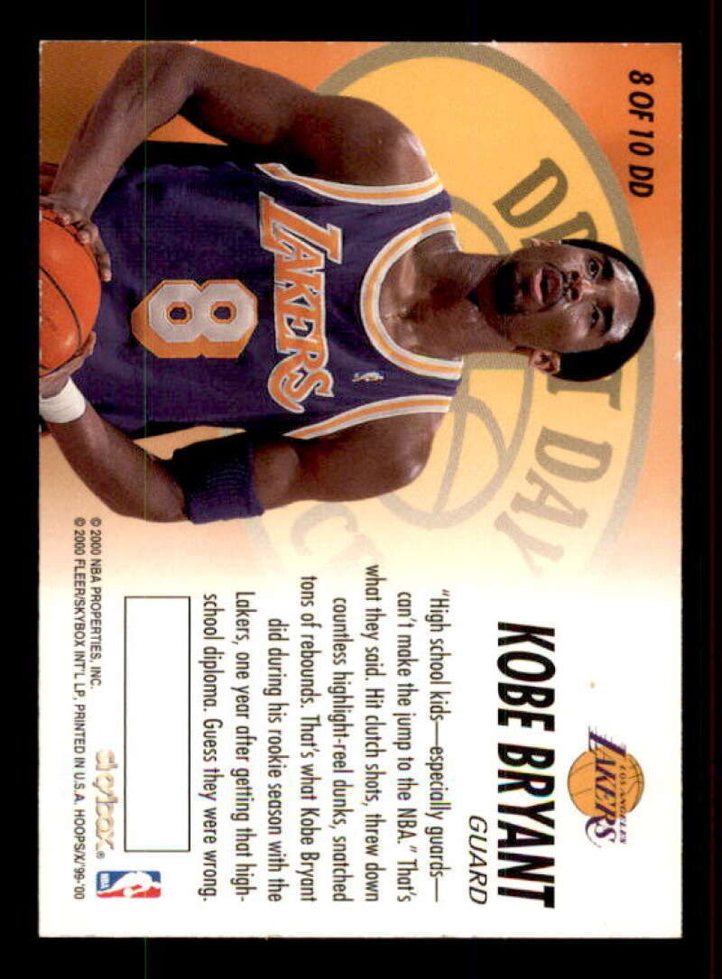 Kobe Bryant Card 1999-00 Hoops Decade Draft Day Dominance Parallel #DD8 Image 2