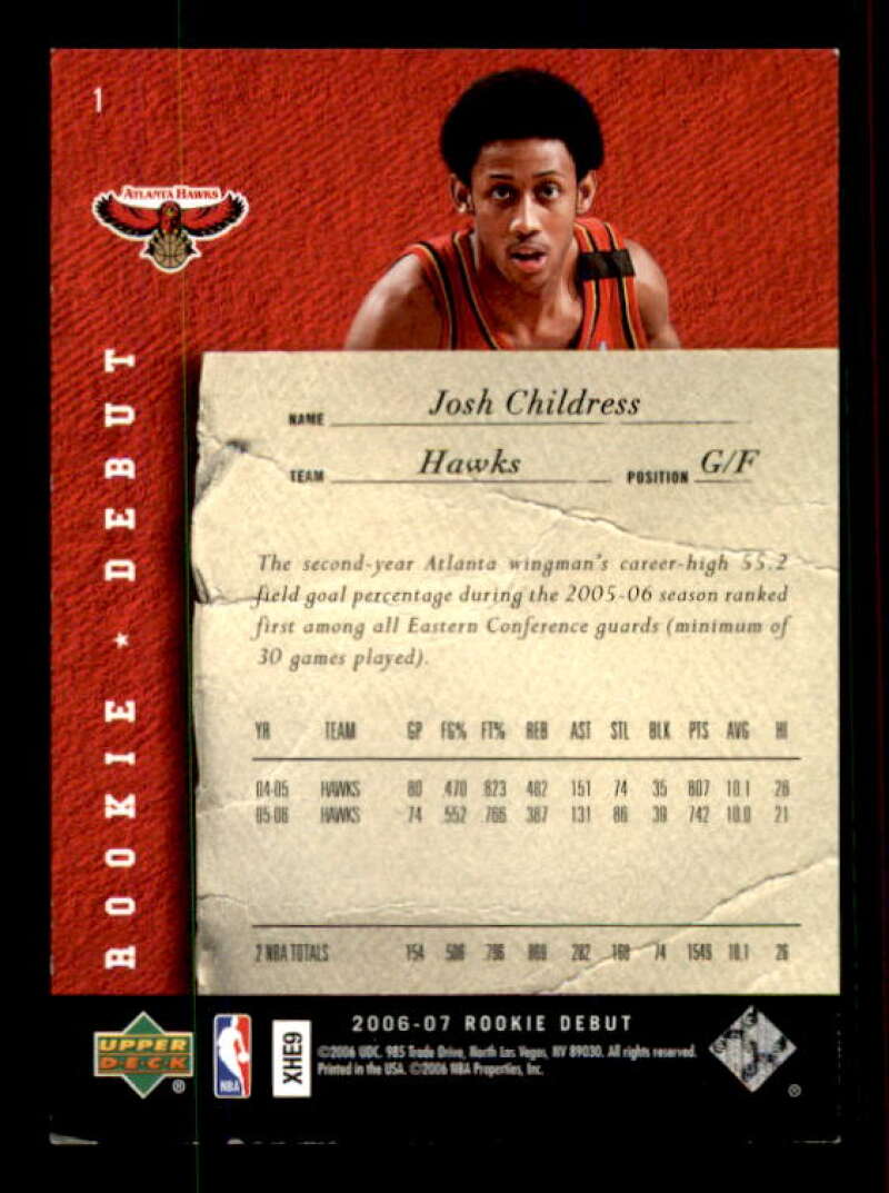 Josh Childress Card 2006-07 Upper Deck Rookie Debut Bronze #1 Image 2