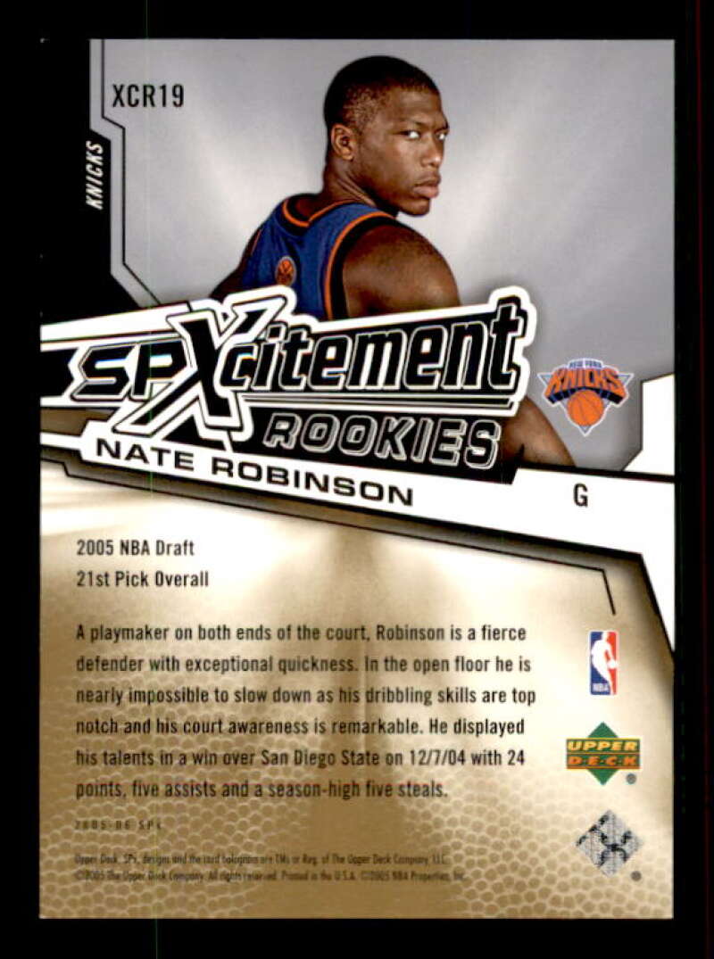 Nate Robinson Rookie Card 2005-06 SPx SPxcitement Rookies Spectrum #XCR19 Image 2