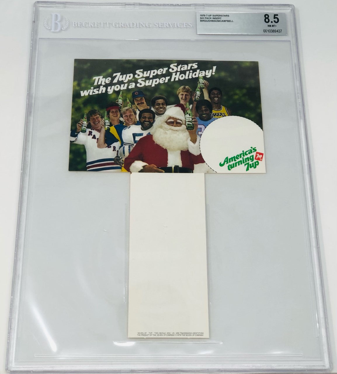 Larry Bird / Magic Johnson Rookie Card Pack Insert 1979 7-UP Superstars #90 BGS 8.5 Image 1