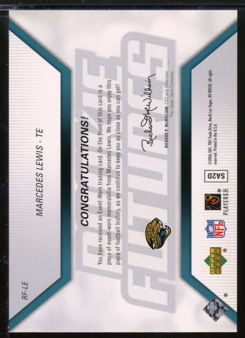 Marcedes Lewis Card 2006 Upper Deck Rookie Futures Jerseys #RFLE Image 2