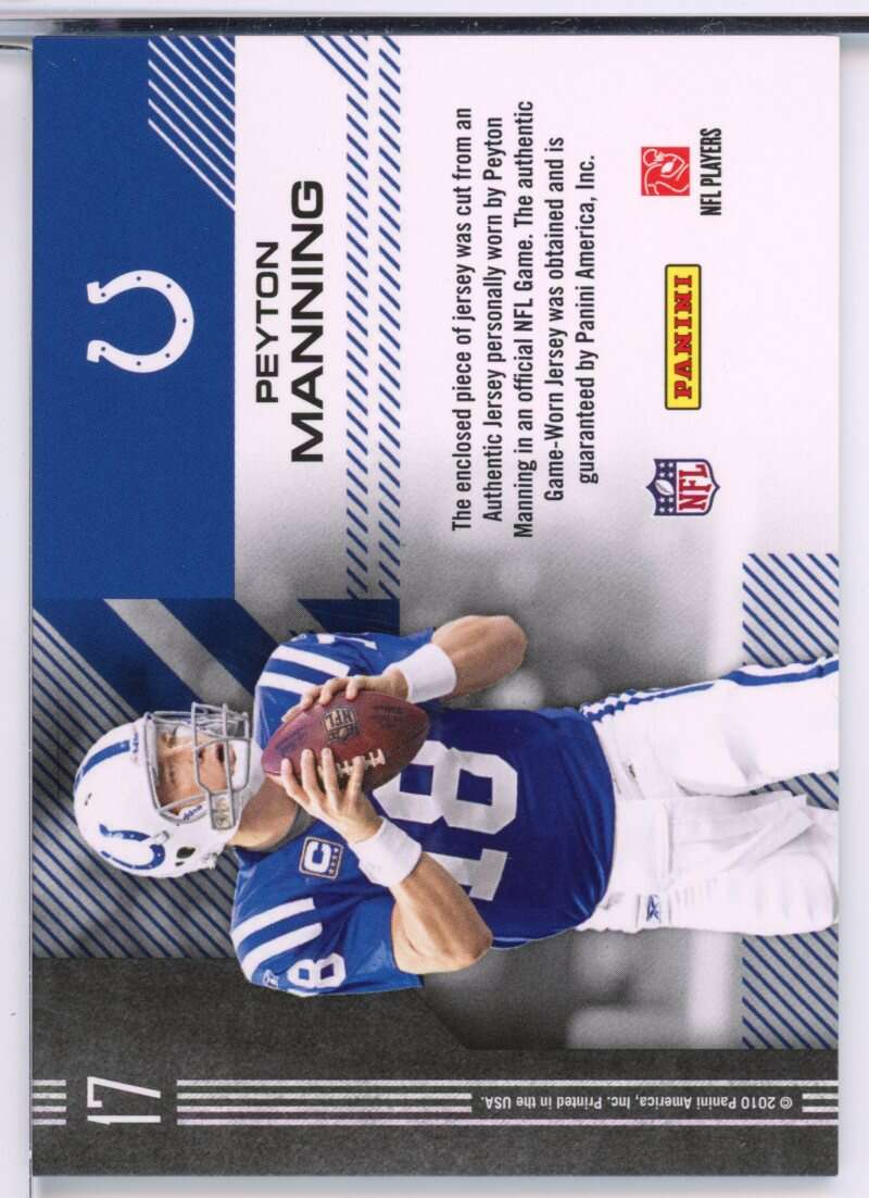 Peyton Manning Card 2010 Donruss Elite Chain Reaction Gold #17 Image 2