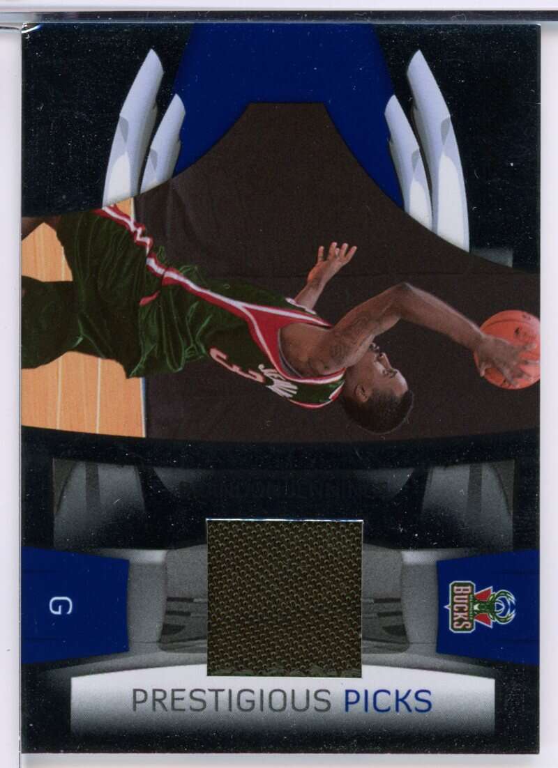 Brandon Jennings Rookie 2009-10 Prestige Prestigious Picks Materials Blue #9 Image 1