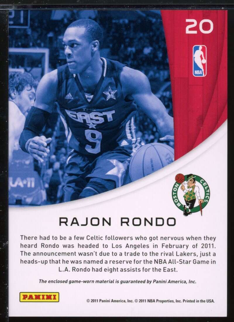 Rajon Rondo Card 2010-11 Panini Season Update All-Stars Materials #20 Image 2