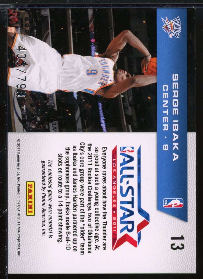 Serge Ibaka Card 2010-11 Panini Season Update Rookie Challenge Materials #13 Image 2