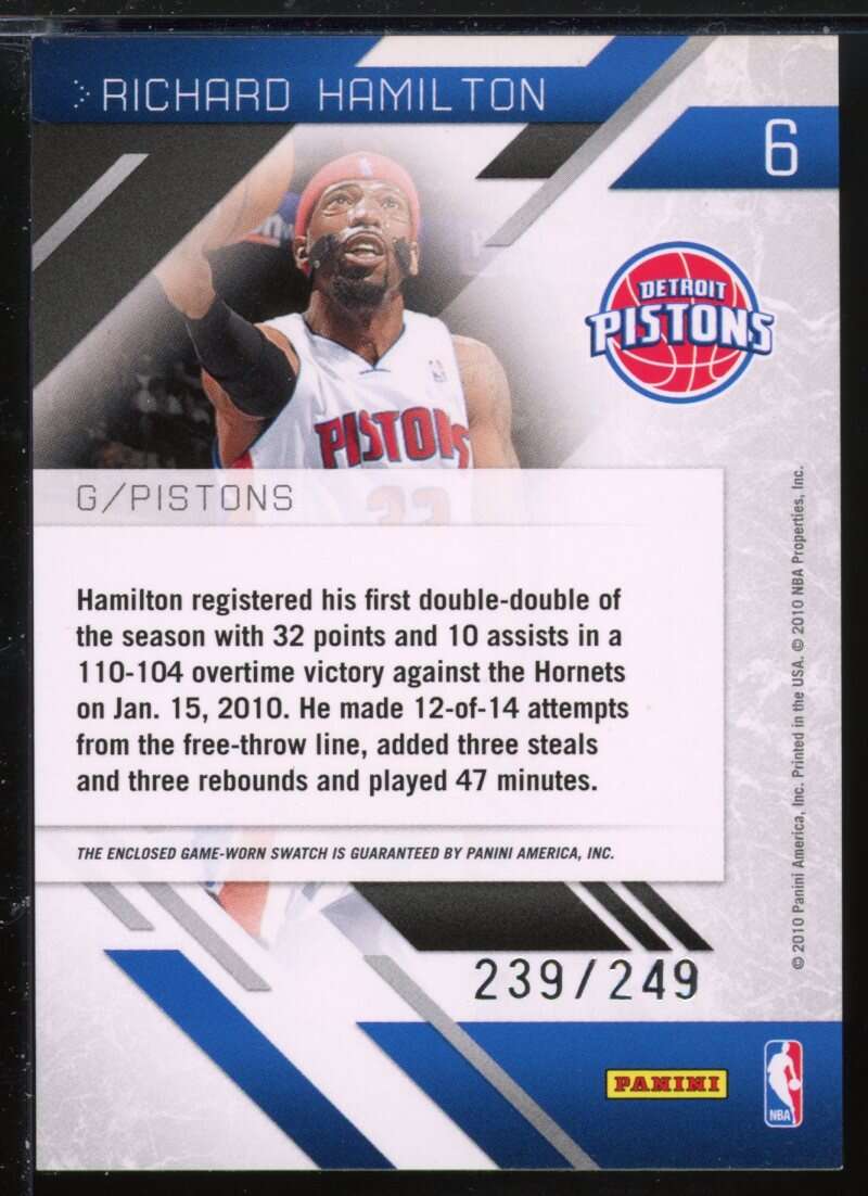 Richard Hamilton Card 2010-11 Prestige Preferred Materials #6 /249 Image 2