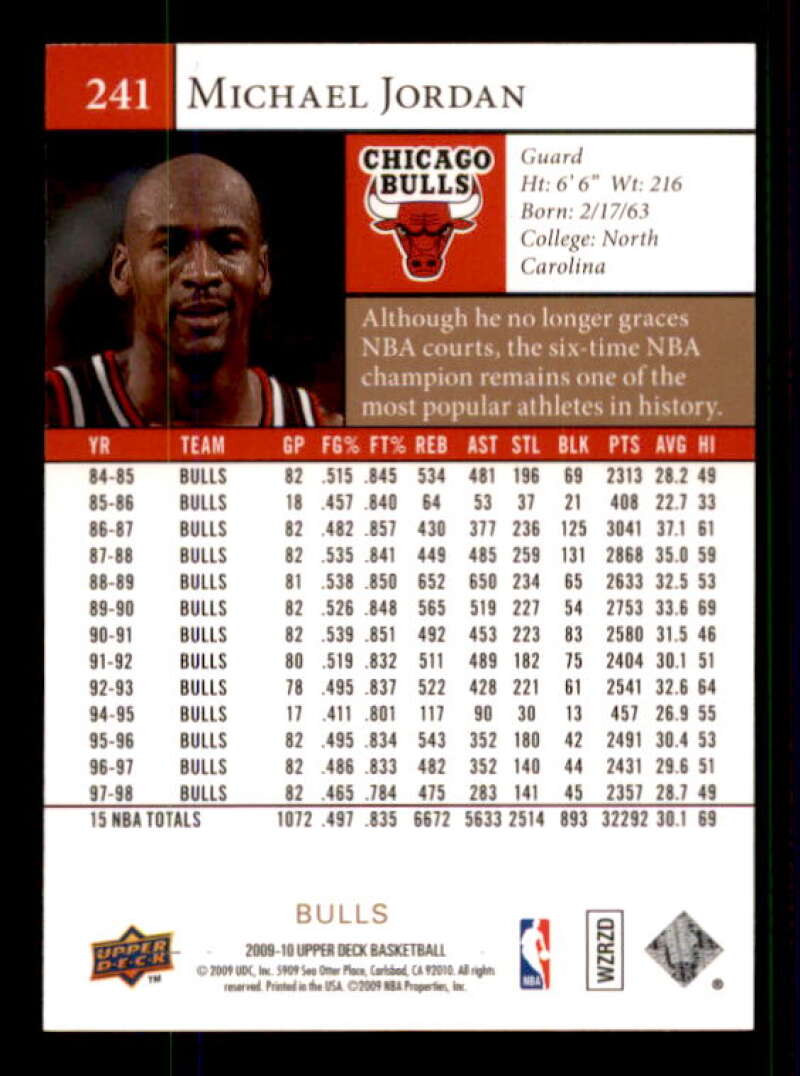 Michael Jordan Card 2009-10 Upper Deck #241 Image 2