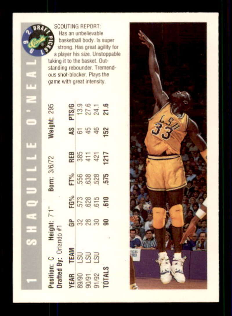 Shaquille O'Neal Rookie Card 1992 Classic #1 Image 2