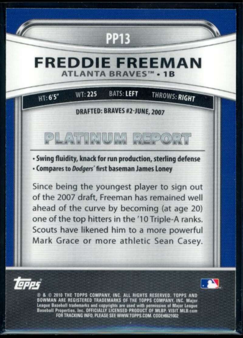 Freddie Freeman Rookie Card 2010 Bowman Platinum Prospects #PP13 Image 2