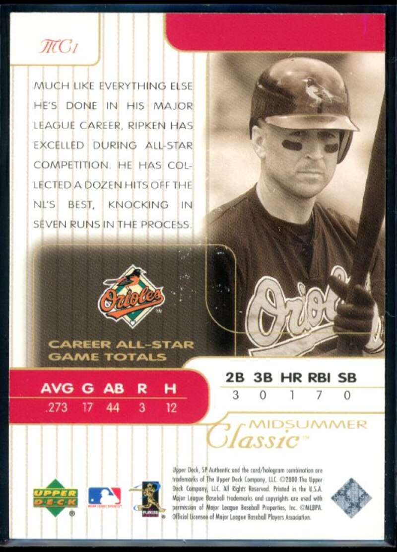 Cal Ripken Card 2000 SP Authentic Midsummer Classics #MC1 Image 2