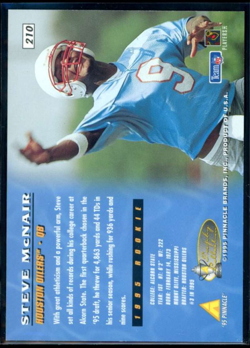 Steve McNair Rookie Card 1995 Pinnacle Trophy Collection #210 Image 2