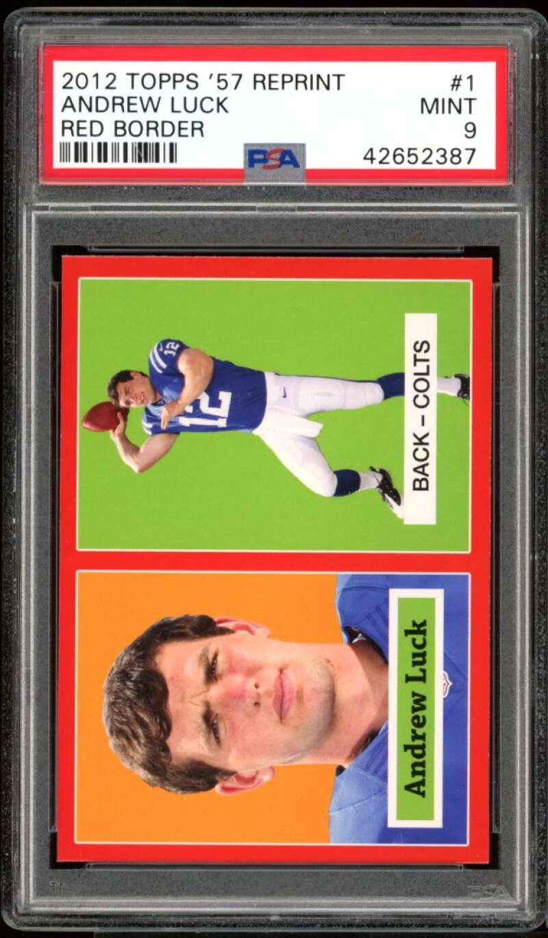 Andrew Luck Rookie Card 2012 Topps Red Border 57 Reprint #1 PSA 9 Image 1