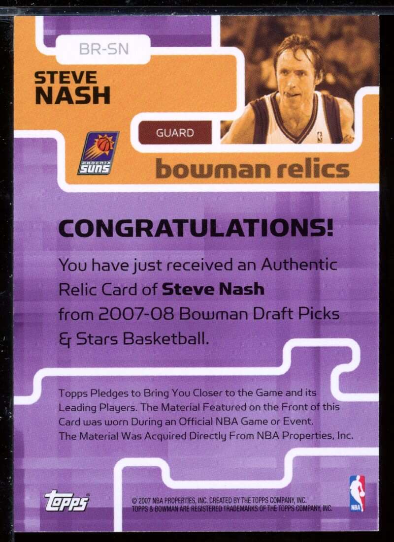 Steve Nash Card 2007-08 Bowman Relics #SN Image 2