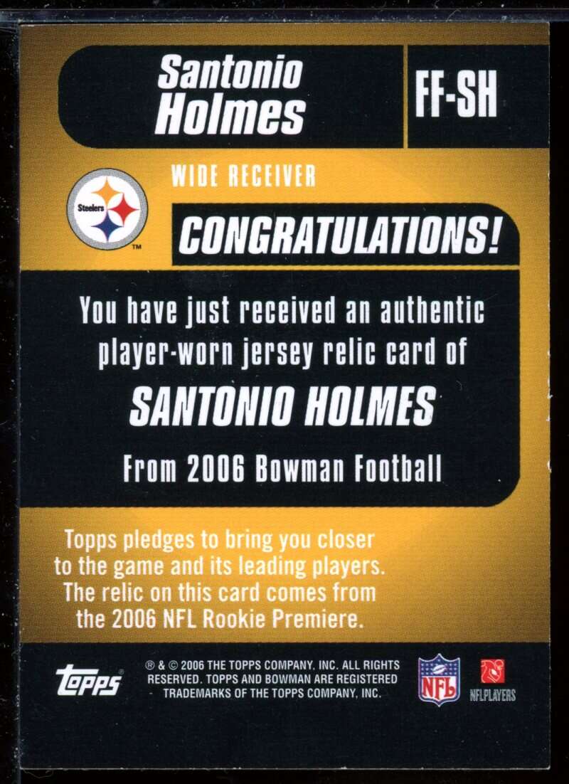 Santonio Holmes B Card 2006 Bowman Fabric of the Future #FFSH Image 2