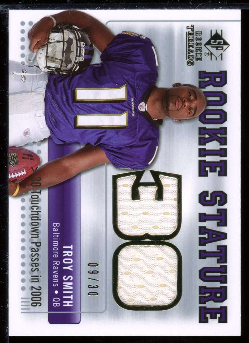 Troy Smith Card 2007 SP Rookie Threads Rookie STATure #RSTTS /30 Image 1