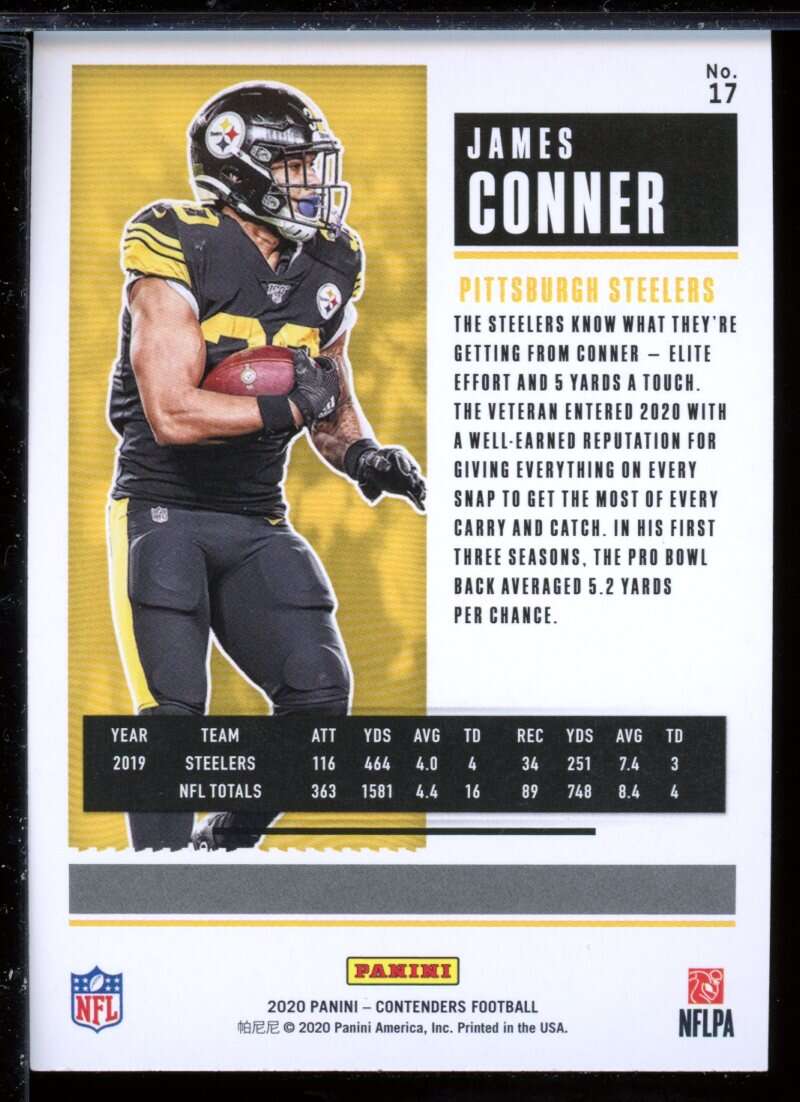 James Conner Card 2020 Panini Contenders Stardust #17 Image 2