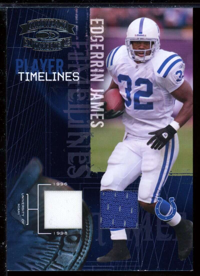 Edgerrin James Card 2005 Throwback Threads Player Timelines Dual Material #11 Image 1