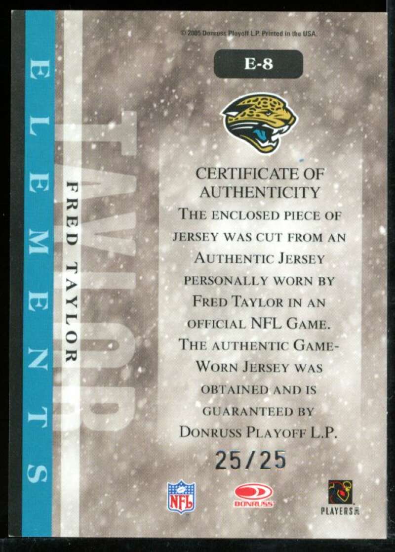 Fred Taylor Card 2006 Leaf Rookies and Stars Elements Materials Holofoil #8 Image 2