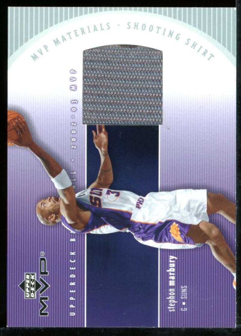 Stephon Marbury Card 2002-03 Upper Deck MVP Materials Shooting Shirt #SMS Image 1