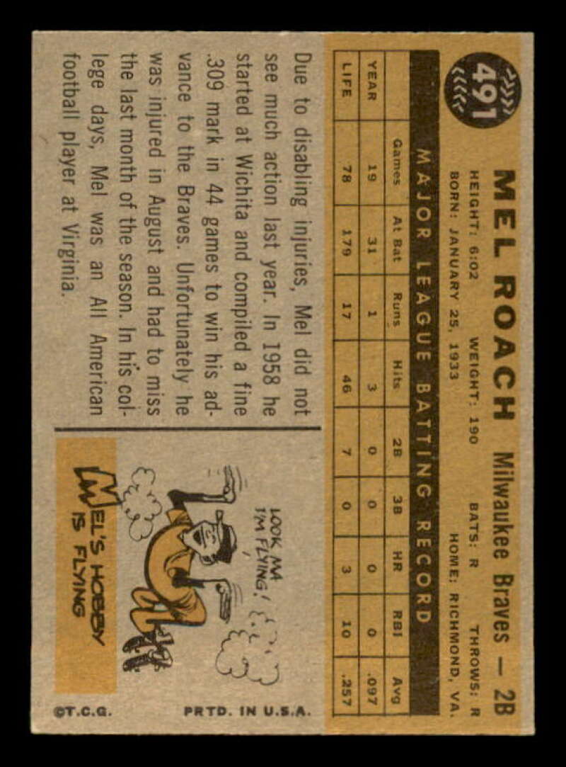 Mel Roach Card 1960 Topps #491 Image 2