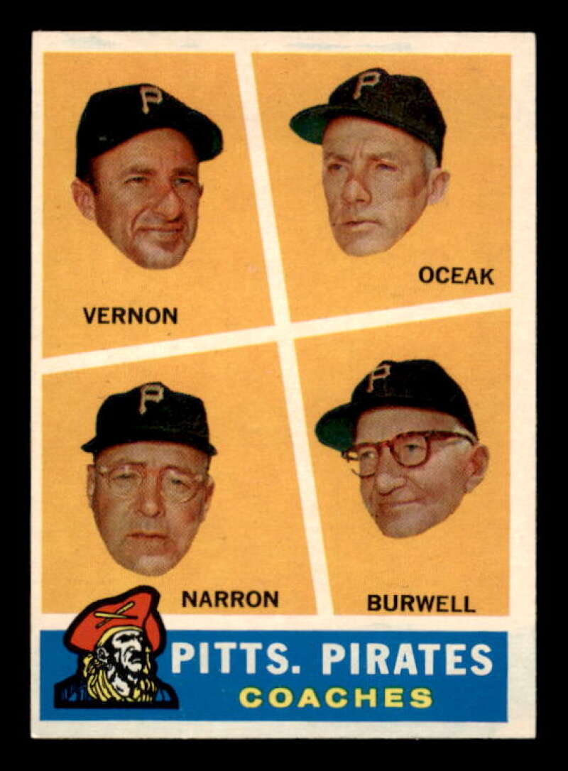 Pirates Coaches/ Vernon/Frank Oceak/Sam Narron/Bill Burwell Card 1960 Topps #467 Image 1