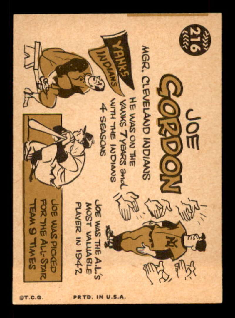 Joe Gordon MG Card 1960 Topps #216 Image 2