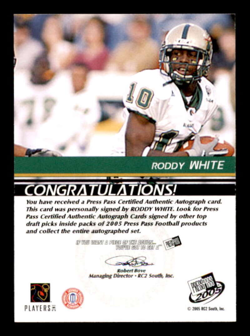 Roddy White Rookie Card 2005 Press Pass Autographs Bronze #54 Image 2