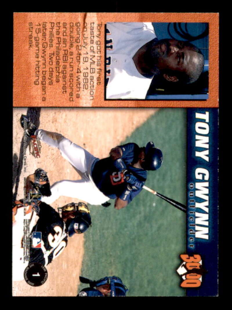 Tony Gwynn Card 1999 Pacific Omega Hit Machine 3000 #1 Image 2