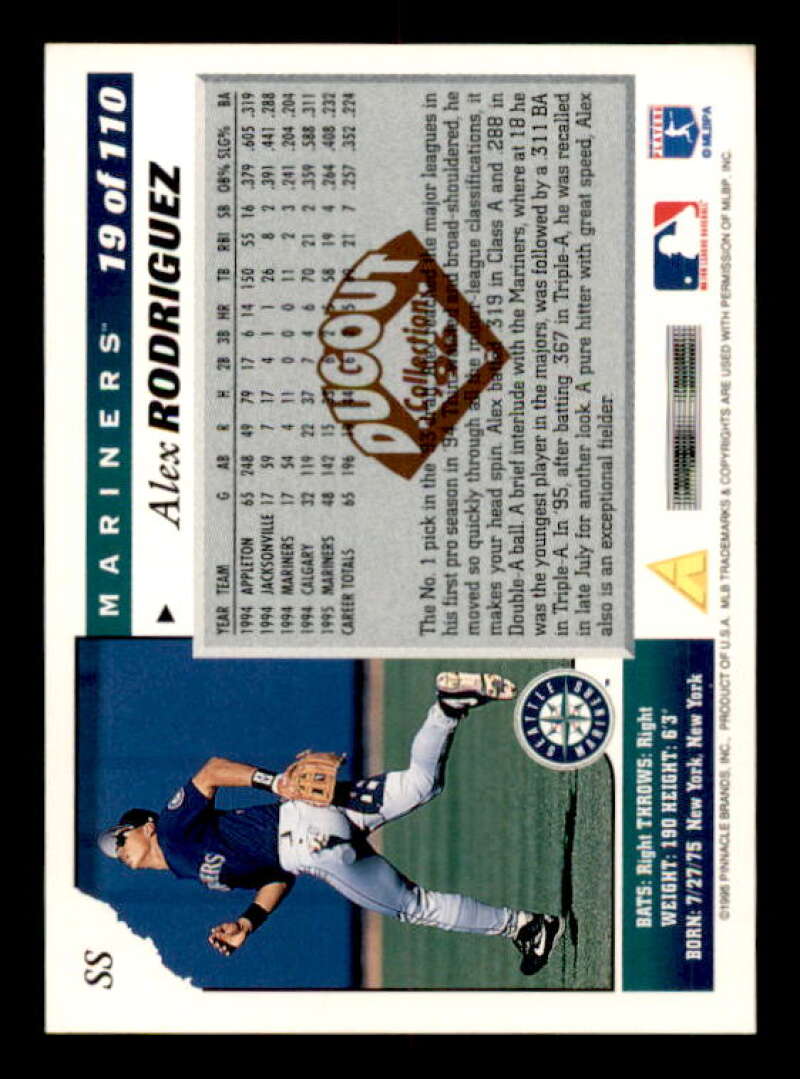 Alex Rodriguez Card 1996 Score Dugout Collection Artist's Proofs #A19 Image 2