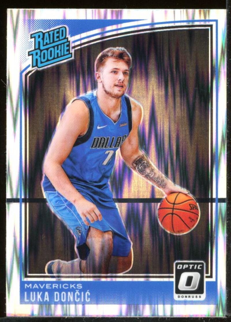 Luka Doncic RR Rookie Card 2018-19 Donruss Optic Shock #177 Black Line Image 1