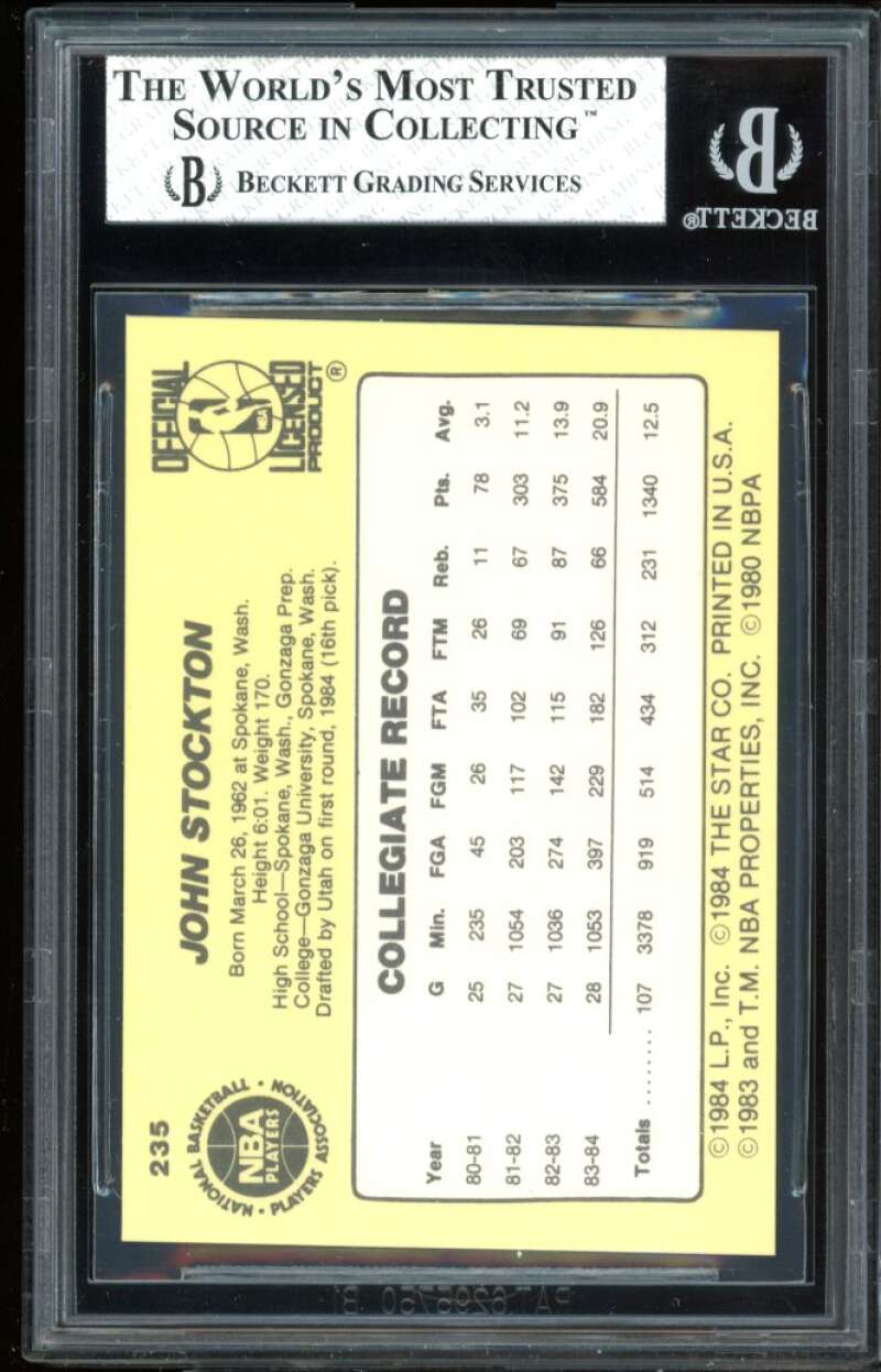 John Stockton Rookie Card 1984-85 Star #235 BGS 8 (7.5 9 8.5 9) Image 2