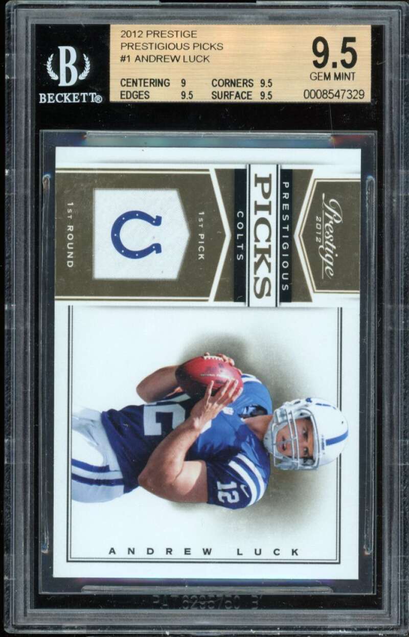 Andrew Luck Rookie 2012 Prestige Prestigious Picks #1 BGS 9.5 (9 9.5 9.5 9.5) Image 1