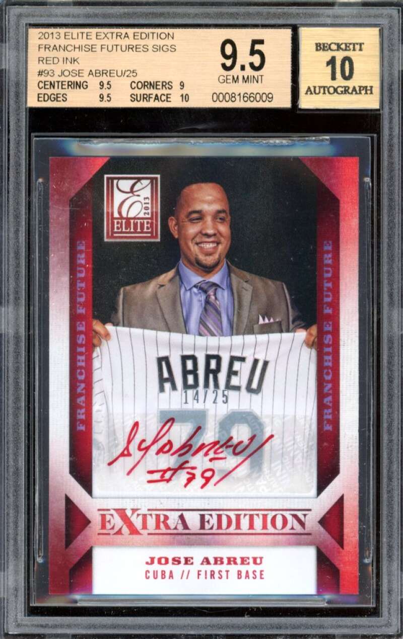 Jose Abreu RC 2014 Elite Extra Edition Sigs Red Ink #93 BGS 9.5 (9.5 9 9.5 10) Image 1