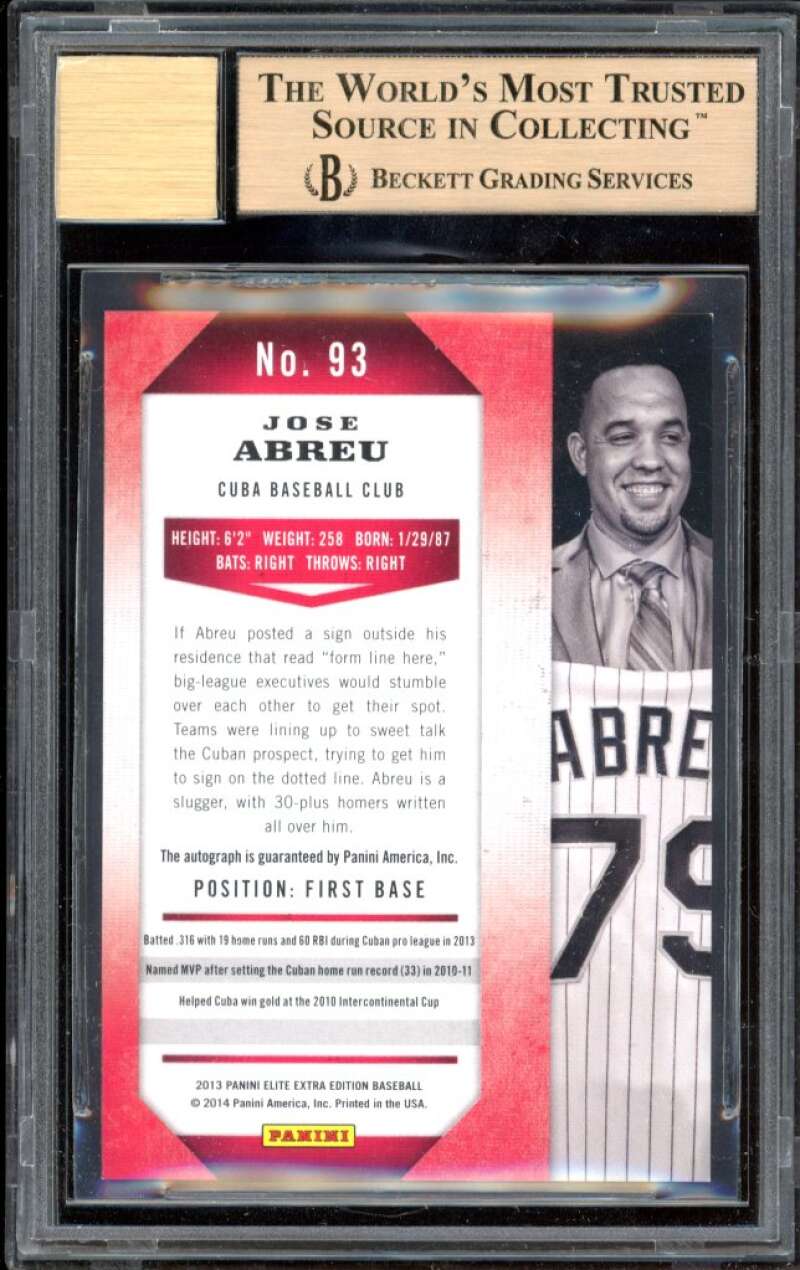 Jose Abreu RC 2014 Elite Extra Edition Sigs Red Ink #93 BGS 9.5 (9.5 9 9.5 10) Image 2