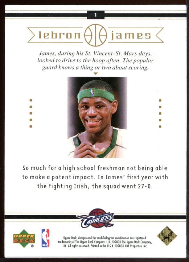 2003 Upper Deck #1 Fabulous Freshman LeBron James Cavaliers Rookie Image 2