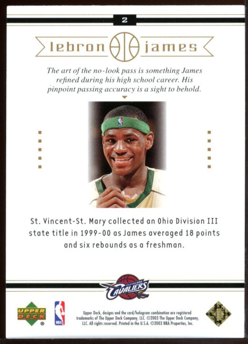 2003 Upper Deck #2 State Champs Lebron James Cavaliers Rookie Card Image 2