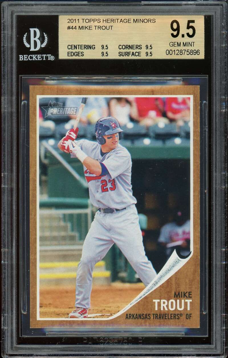 Mike Trout Rookie Card 2011 Topps Heritage Minors #44 BGS 9.5 (9.5 9.5 9.5 9.5) Image 1