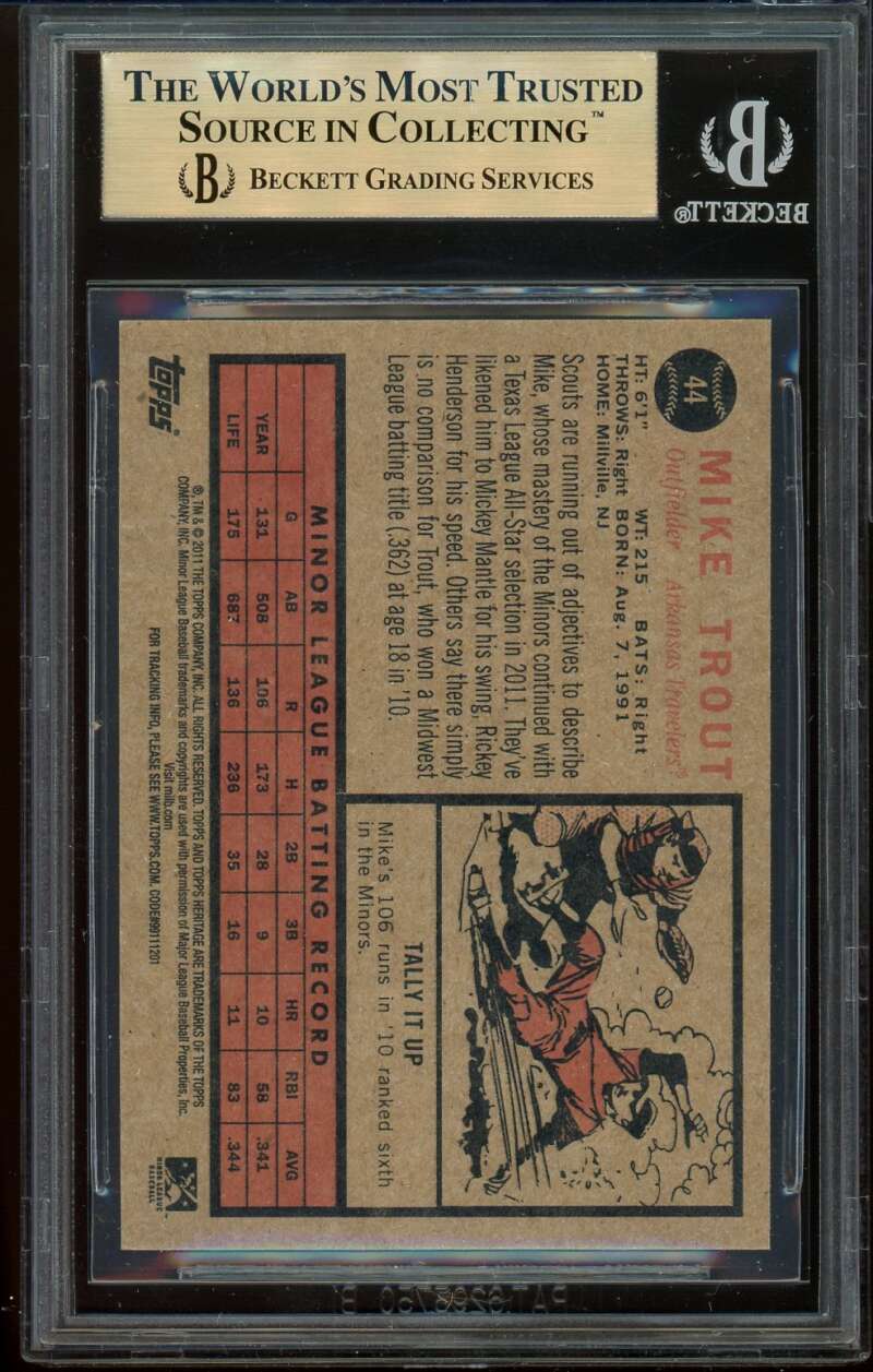 Mike Trout Rookie Card 2011 Topps Heritage Minors #44 BGS 9.5 (9.5 9.5 9.5 9.5) Image 2