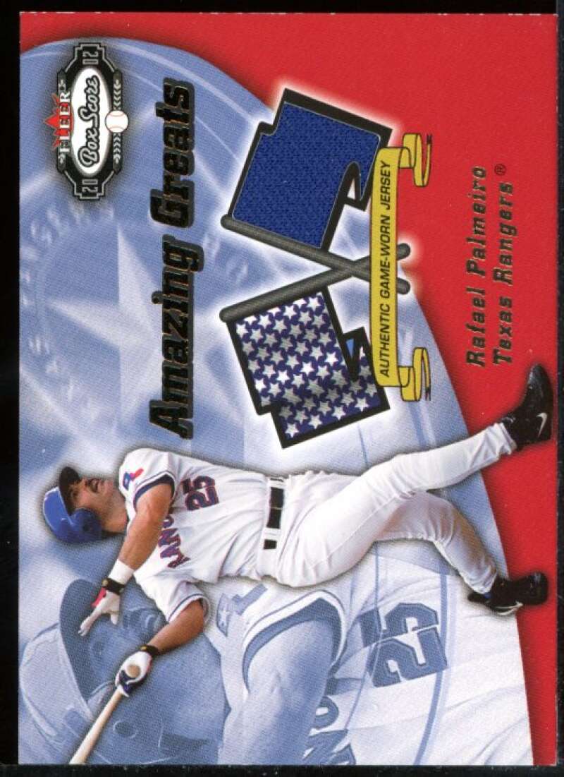 Rafael Palmeiro Card 2002 Fleer Box Score Amazing Greats Single Swatch #9 Image 1