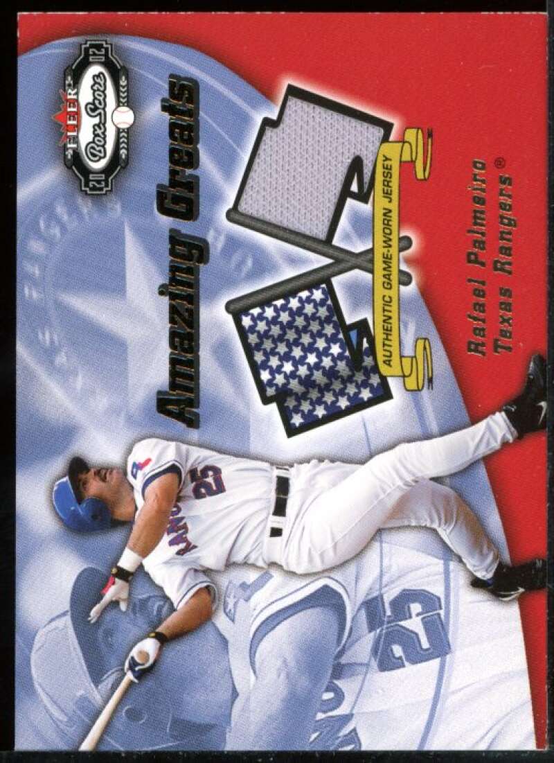 Rafael Palmeiro Card 2002 Fleer Box Score Amazing Greats Single Swatch #9 Image 1