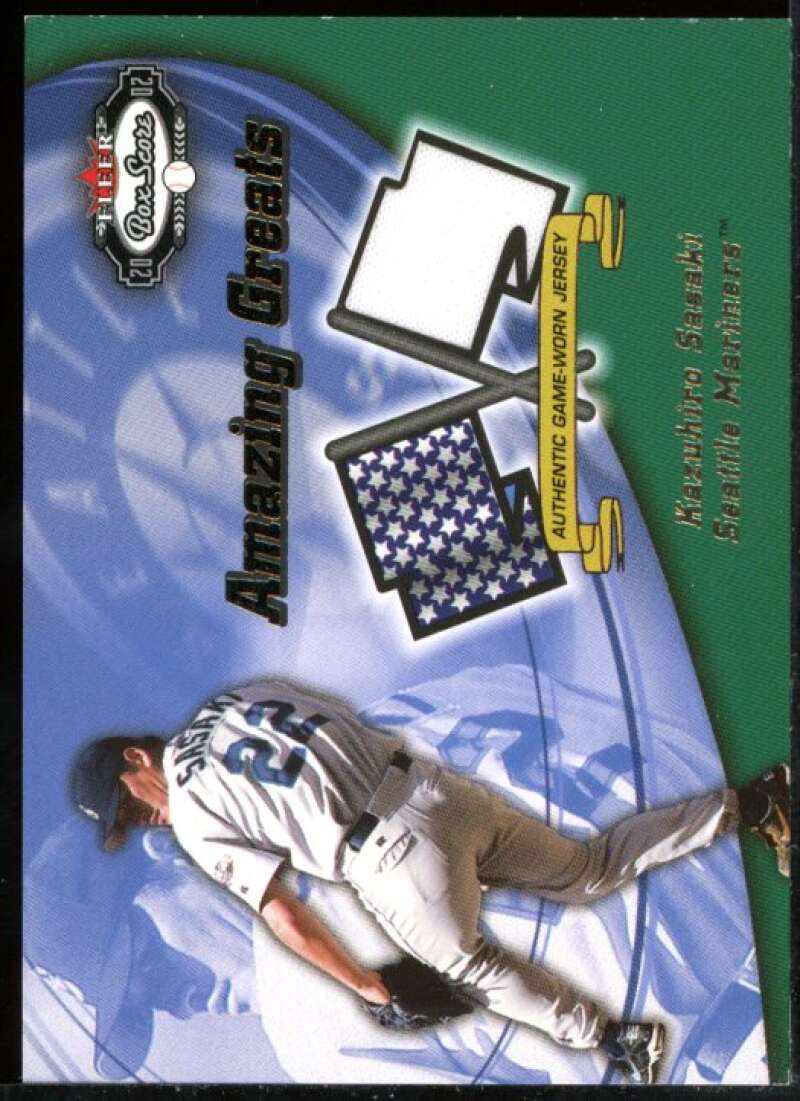 Kazuhiro Sasaki Card 2002 Fleer Box Score Amazing Greats Single Swatch #13 Image 1