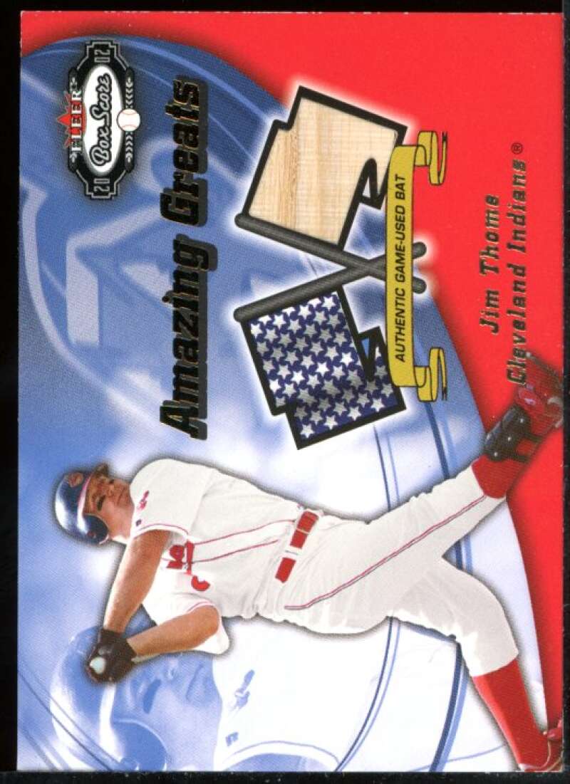 Jim Thome Bat Card 2002 Fleer Box Score Amazing Greats Single Swatch #15 Image 1