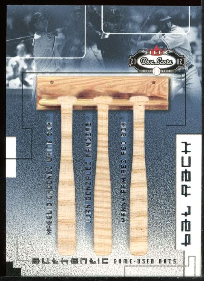 Magglio/J.Gonz/Manny Card 2002 Fleer Box Score Bat Rack Trios #10 Image 1