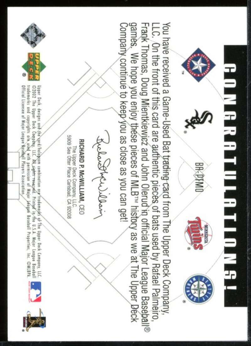 Palmeiro/Frank Thomas/Mientkiewicz/Olerud 2002 UD Diamond Connection Quads #PTMO Image 2