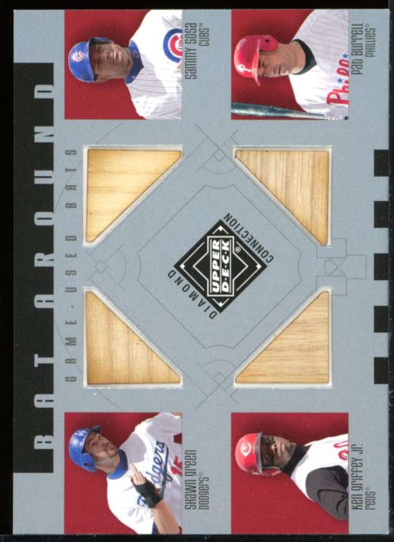 Green/Sosa/Ken Griffey Jr./Burrell 2002 UD Diamond Connection Quads #GSGB Image 1