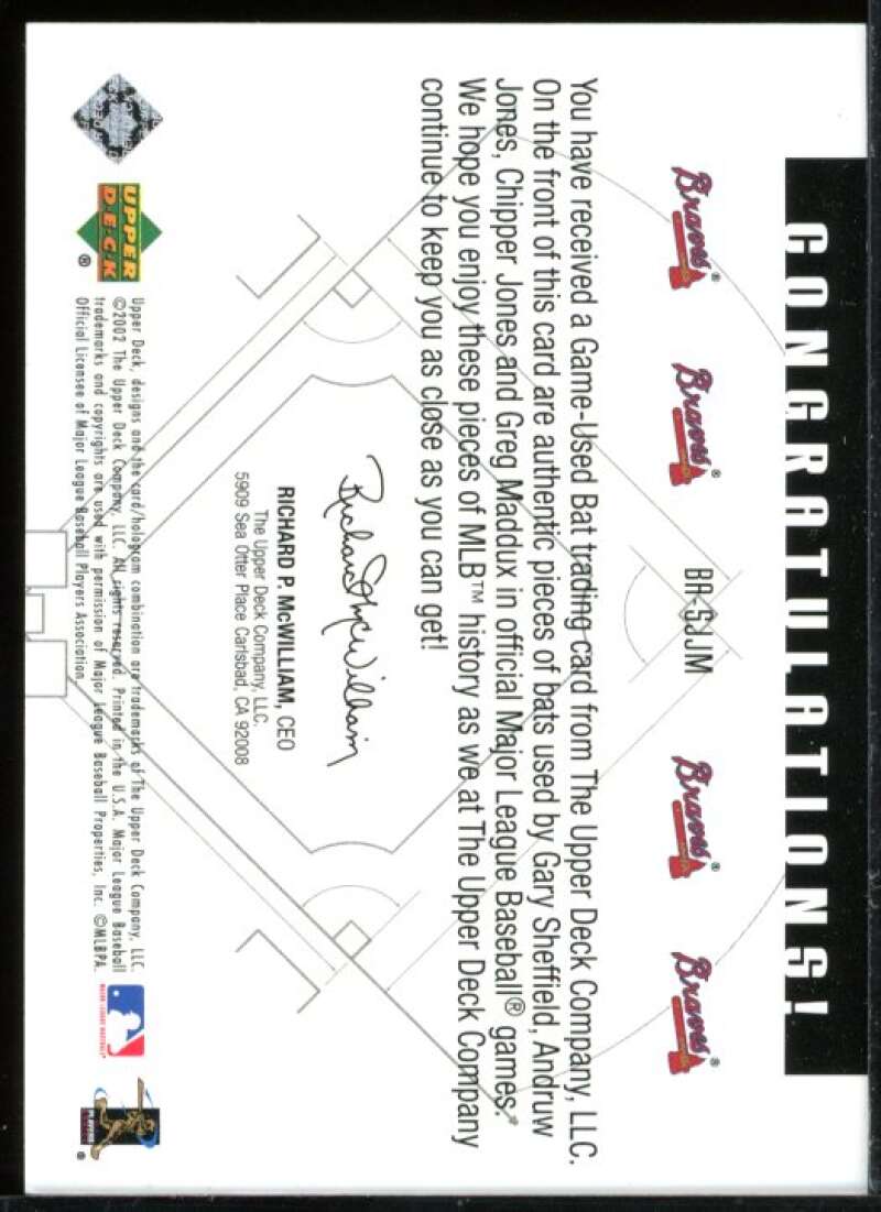 Sheffield/A. Jones/Chipper Jones/Maddux 2002 UD Diamond Connection Quads #SJJM Image 2