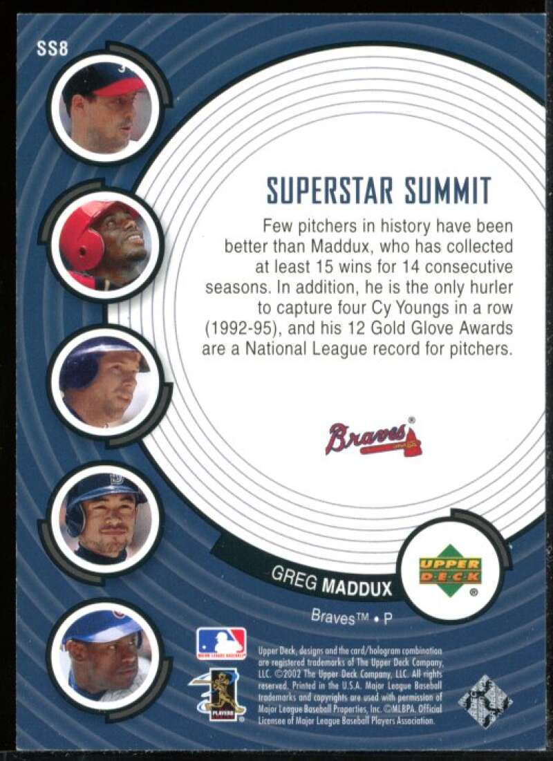 Greg Maddux Card 2002 Upper Deck Superstar Summit II #SS8 Image 2