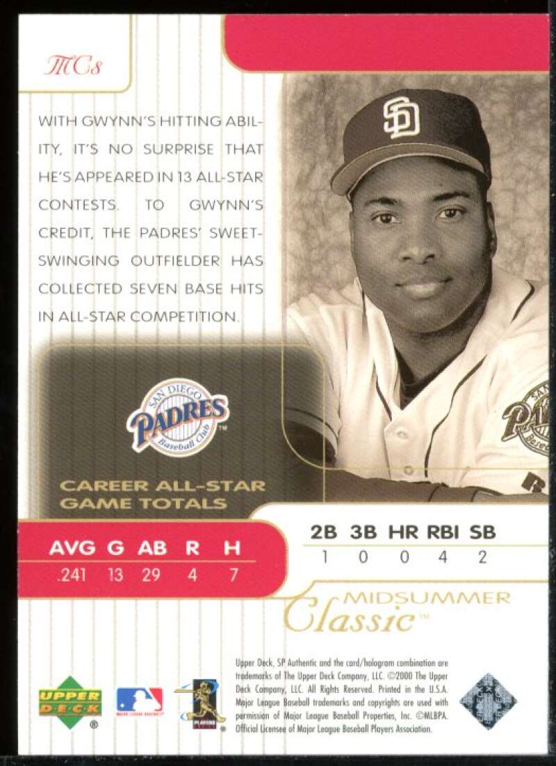 Tony Gwynn Card 2000 SP Authentic Midsummer Classics #MC8 Image 2