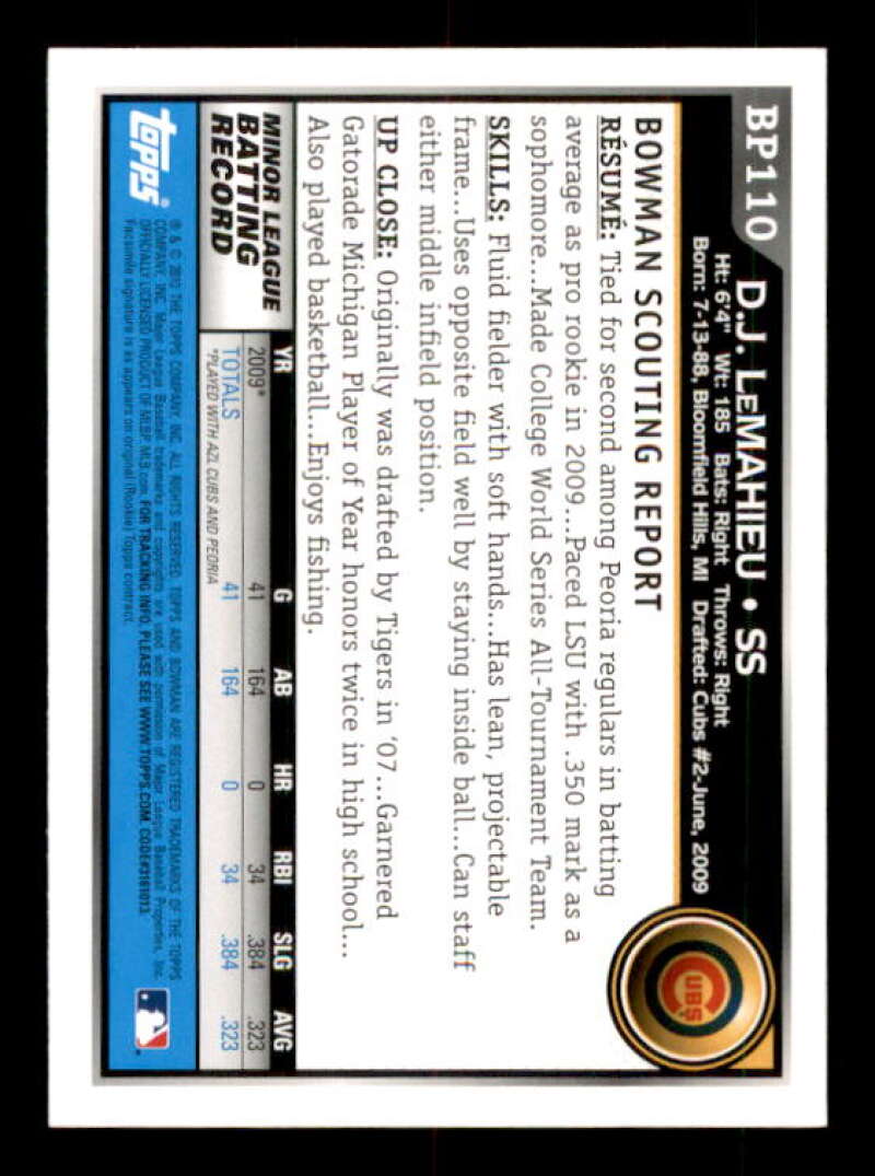 D.J. LeMahieu Card 2010 Bowman Prospects #BP110 Image 2